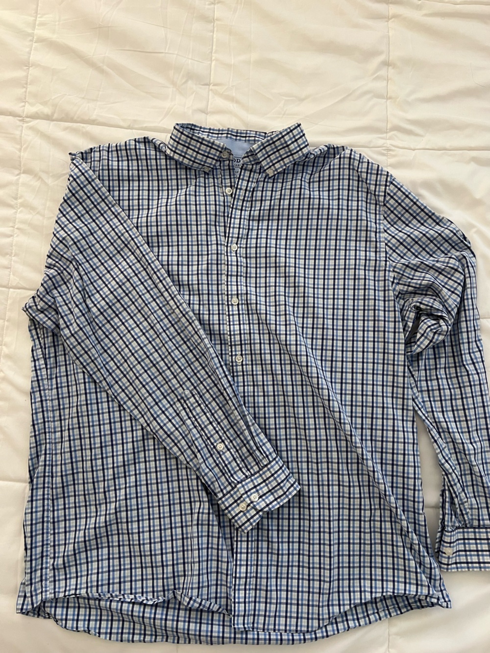 Izod Men’s Blue and White Plaid Button-Down Shirt